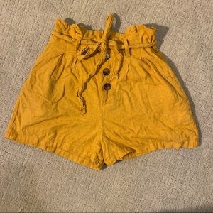 yellow button and tie soft shorts